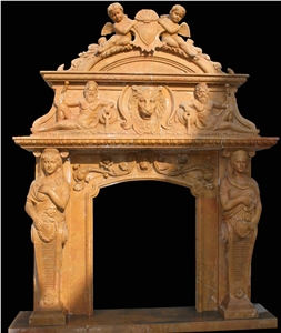 Fireplace Marble Stone Handcarved Mantel Indoor Outdoor Mode
