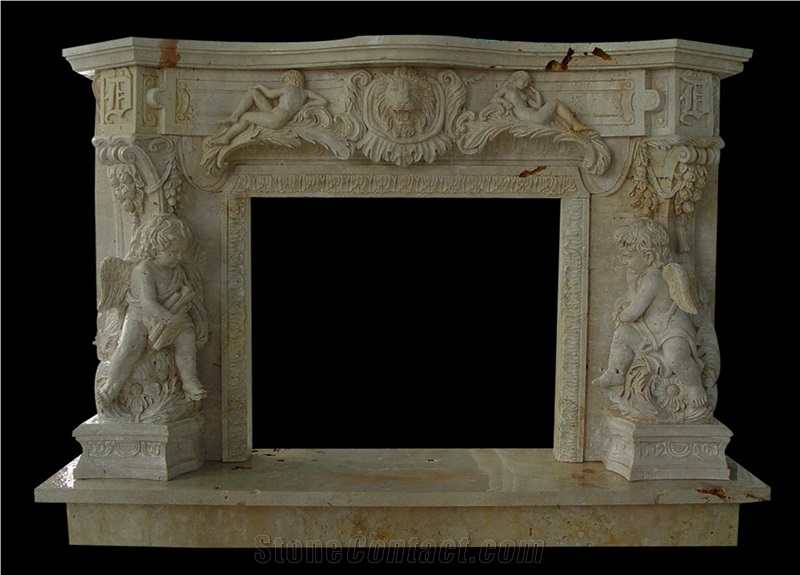 Fireplace Marble Stone Handcarved Mantel Indoor Outdoor Mode