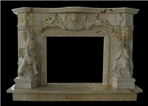 Fireplace Marble Stone Handcarved Mantel Indoor Outdoor Mode