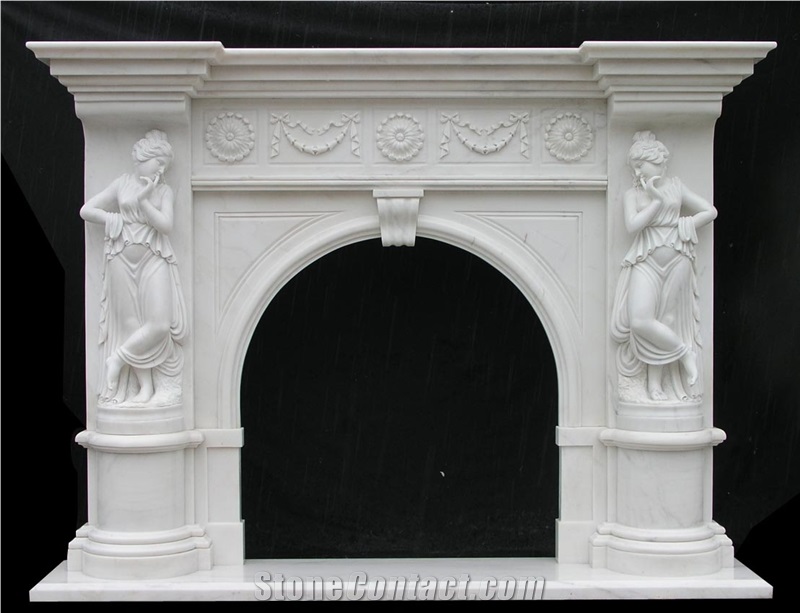 Fireplace Marble Stone Handcarved Mantel Indoor Outdoor Mode