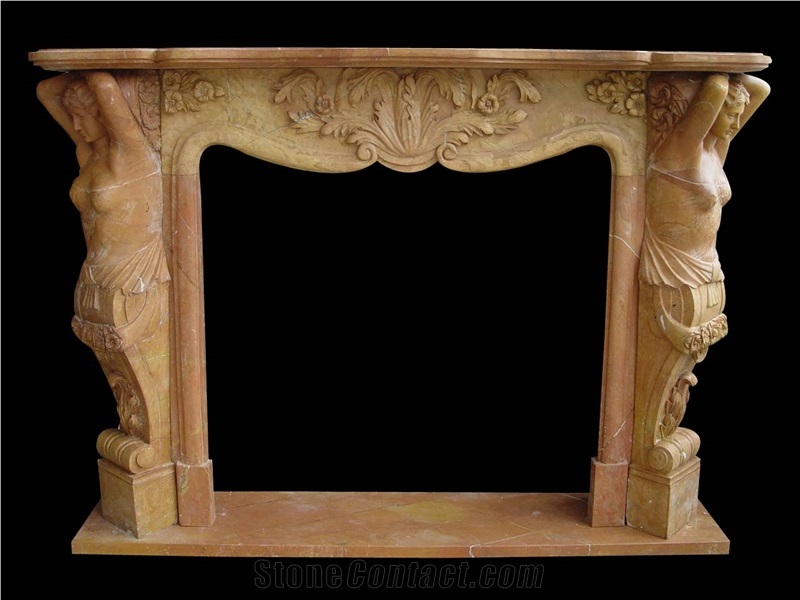 Fireplace Marble Stone Handcarved Mantel Indoor Outdoor Mode