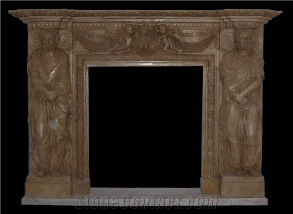 Fireplace Marble Stone Handcarved Mantel Indoor Outdoor Mode