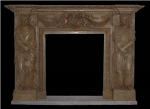 Fireplace Marble Stone Handcarved Mantel Indoor Outdoor Mode