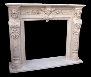 Fireplace Marble Stone Handcarved Mantel Indoor Outdoor Mode