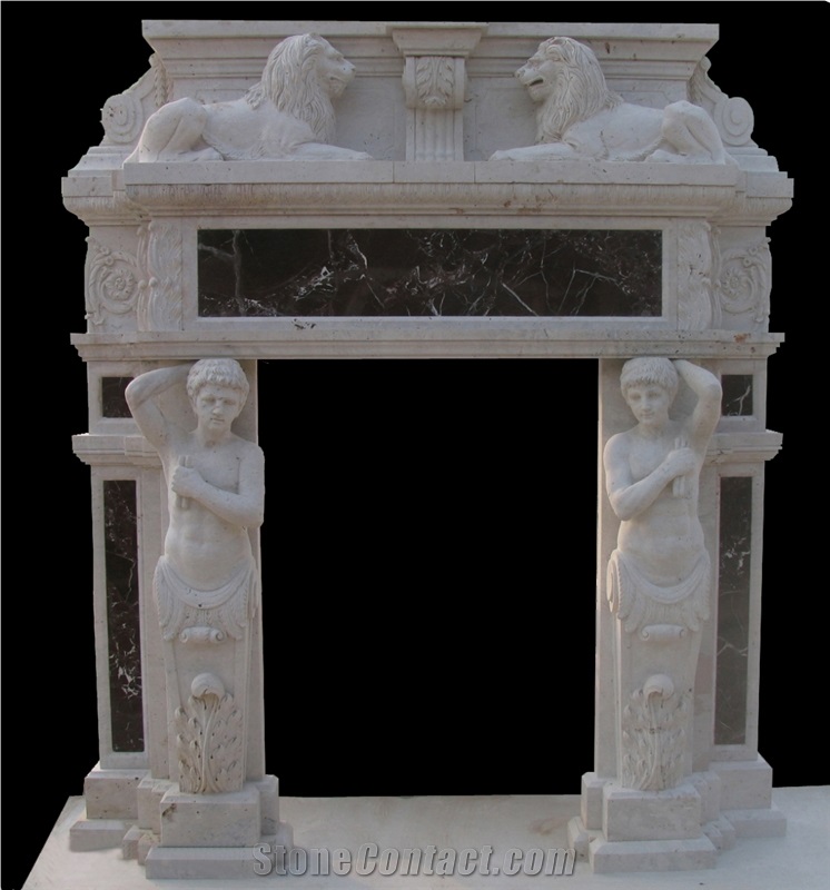 Fireplace Marble Stone Handcarved Mantel Indoor Outdoor Mode