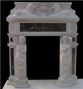 Fireplace Marble Stone Handcarved Mantel Indoor Outdoor Mode
