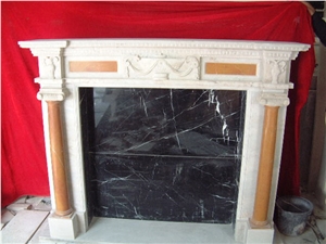 Fireplace Marble Stone Handcarved Mantel Indoor Outdoor Mode