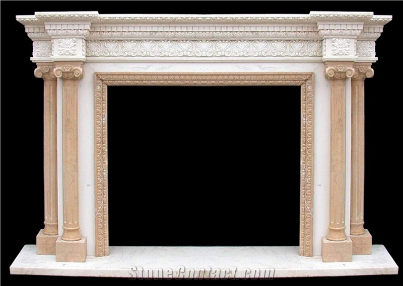 Fireplace Marble Stone Handcarved Mantel Indoor Outdoor Mode