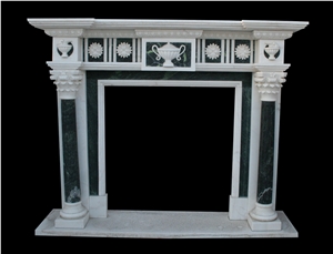 Fireplace Marble Stone Handcarved Mantel Indoor Outdoor Mode
