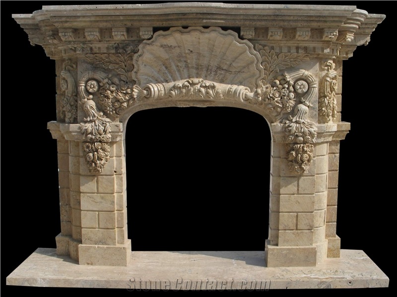 Fireplace Marble Stone Sculpture Handcarved Mantel Indoor Outdoor Mod