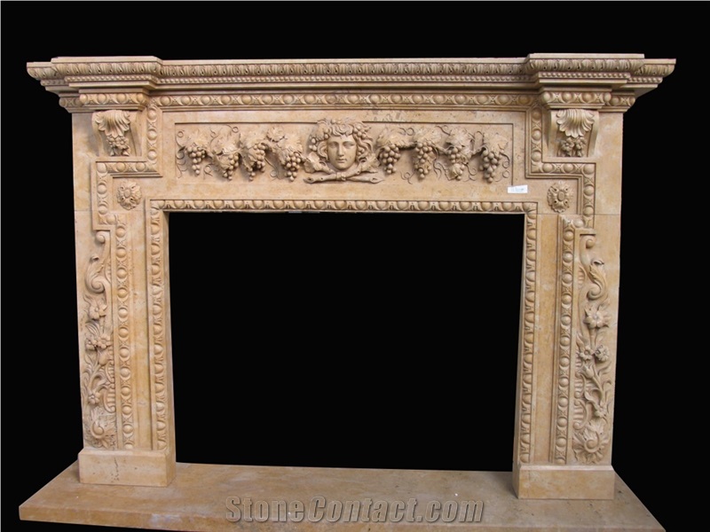Fireplace Marble Stone Sculpture Handcarved Mantel Indoor Outdoor Mod