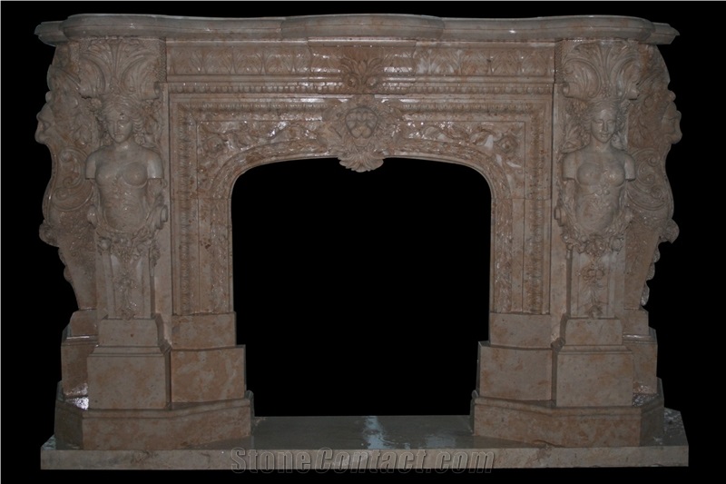 Fireplace Marble Stone Sculpture Handcarved Mantel Indoor Outdoor Mod