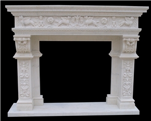 Fireplace Marble Stone Sculpture Handcarved Mantel Indoor Outdoor Mod