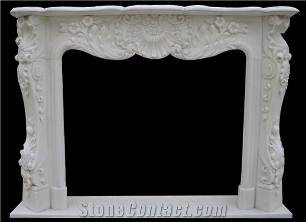 Fireplace Marble Stone Sculpture Handcarved Mantel Indoor Outdoor Mod