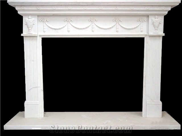 Fireplace Marble Stone Sculpture Handcarved Mantel Indoor Outdoor Mod
