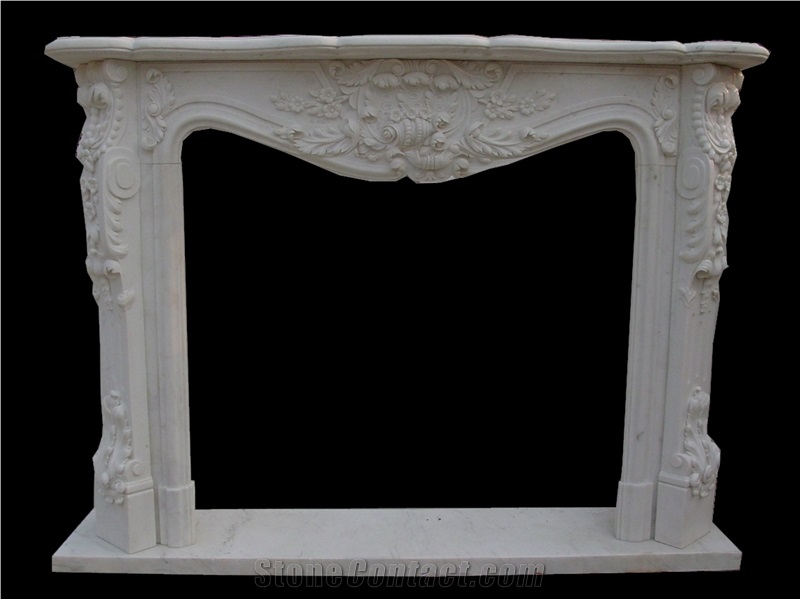 Fireplace Marble Stone Sculpture Handcarved Mantel Indoor Outdoor Mod