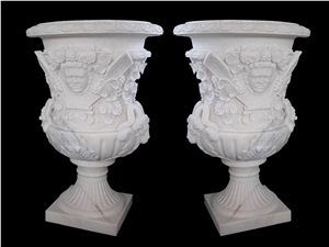 Flower Vase Marble Stone Sculptured Handcarved Pot Mantel