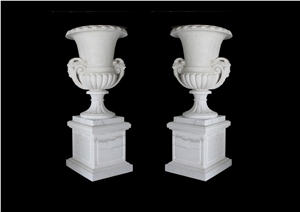 Flower Vase Marble Stone Sculptured Handcarved Pot Mantel