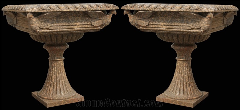 Flower Vase Marble Stone Sculptured Handcarved Pot Mantel