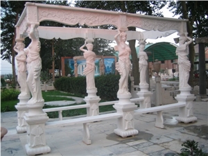 Gazebo Table Bench Vase Marble Stone Fireplace Sculpture Handcarved