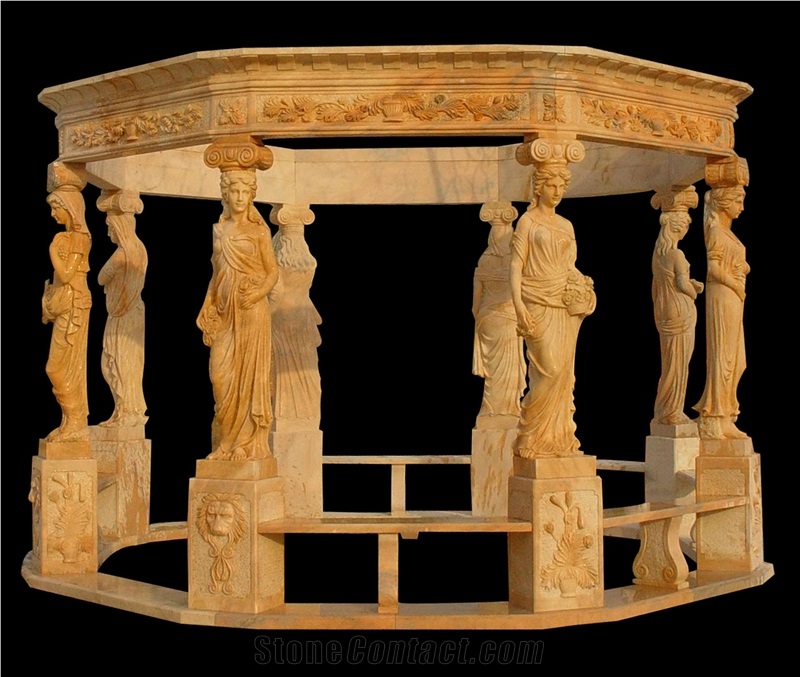 Gazebo Table Bench Vase Marble Stone Fireplace Sculpture Handcarved