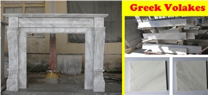 Greek Volakas White Marble Fireplace Mantel