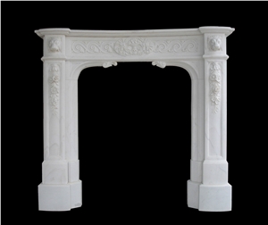 Hand Carved Marble Sculpture Design Fireplace Mantel
