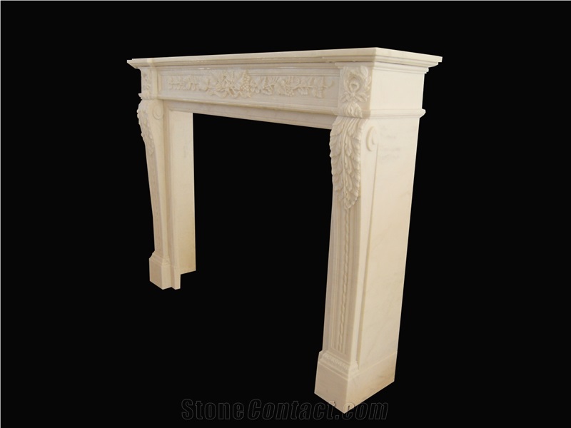 Hand Carved Marble Sculpture Design Fireplace Mantel