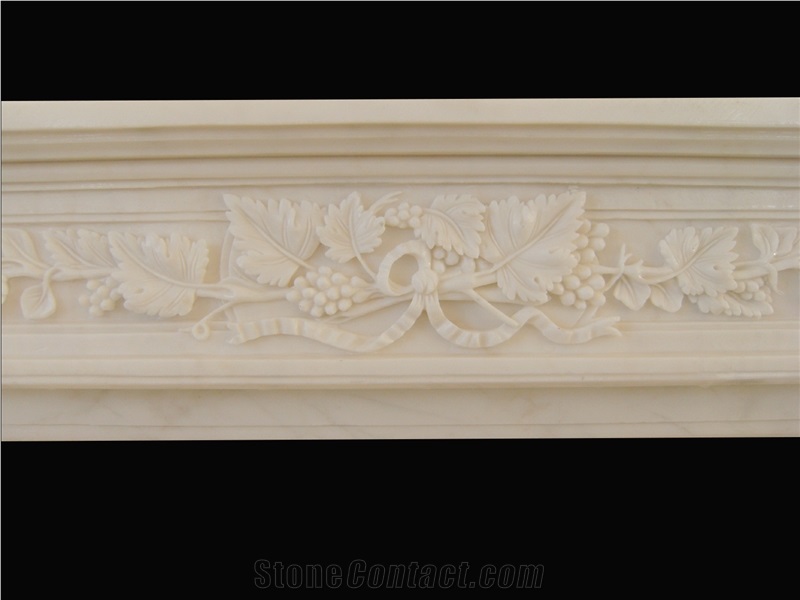 Hand Carved Marble Sculpture Design Fireplace Mantel