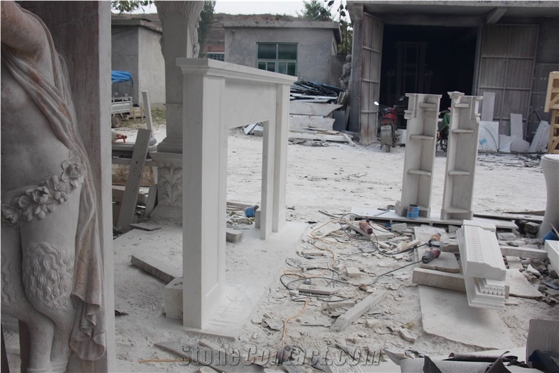 Hand Carved Marble Stone Fireplace Mantel