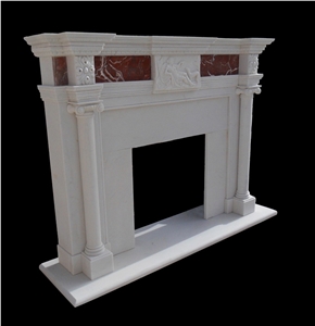 Hand Carved White Marble Fireplaces Mantel, Western Style Fireplace