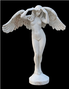 Hand Carved White Marble Sculptured Human Statues, Women Sculptures