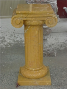 Hand Carved Yellow Marble Sculptured Building Column Capitals