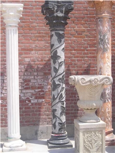 Handcarved Beige Marble Sculptured Building Columns, Western Style