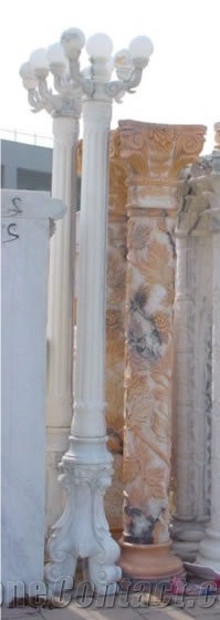 Handcarved Beige Marble Sculptured Building Columns, Western Style