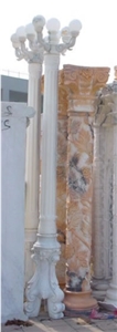 Handcarved Beige Marble Sculptured Building Columns, Western Style