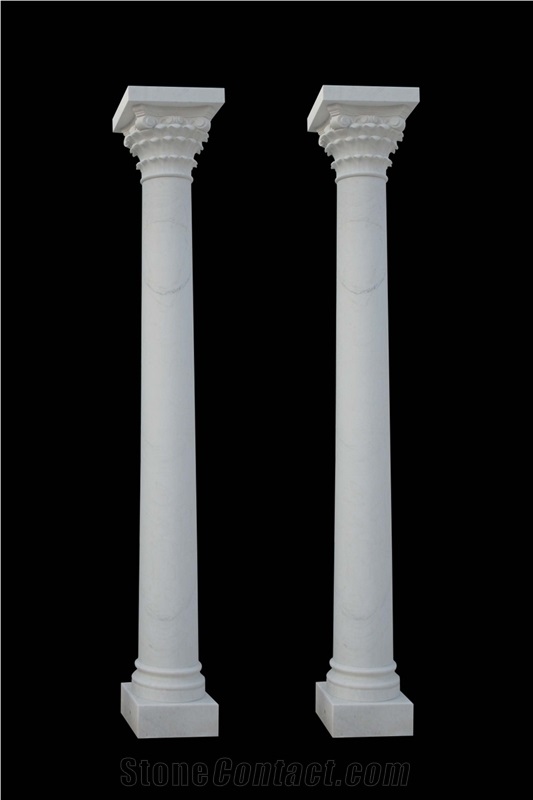 Handcarved Beige Marble Sculptured Building Columns, Western Style
