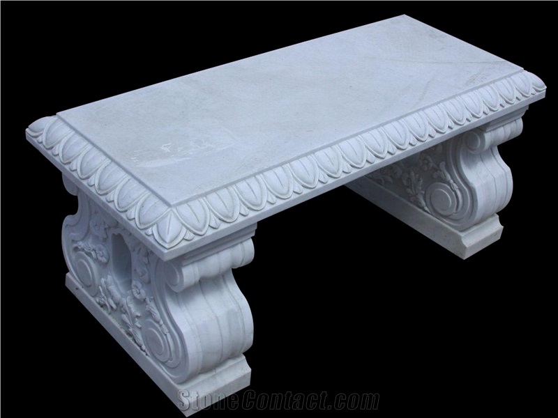 Handcarved Brown Marble Sculptured Outdoor Bench, Western Style Chair