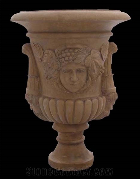 Handcarved Marble Sculptured Garden Pots, Western Style Flower Vases