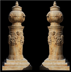 Handcarved Marble Sculptured Garden Pots, Western Style Flower Vases