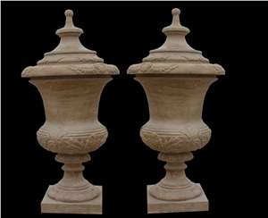 Handcarved Marble Sculptured Garden Pots, Western Style Flower Vases