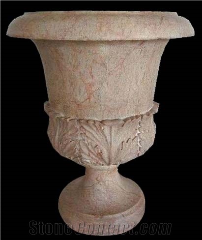 Handcarved Marble Sculptured Garden Pots, Western Style Flower Vases