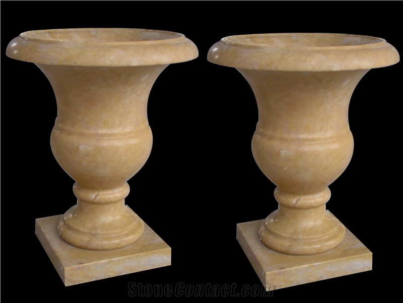 Handcarved Marble Sculptured Garden Pots, Western Style Flower Vases