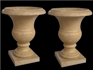 Handcarved Marble Sculptured Garden Pots, Western Style Flower Vases