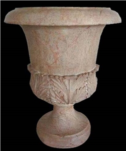 Handcarved Natural Stone Flower Pot, Western Style Planters