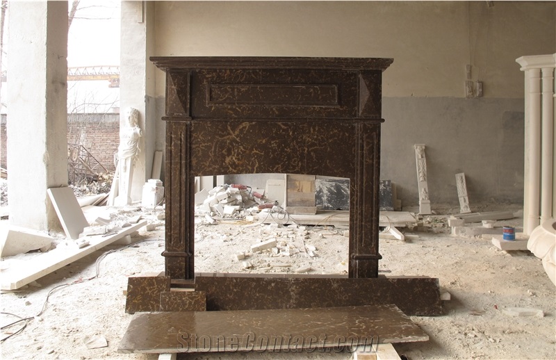 Handcarved Stone Fireplace Mantel Hearth Surround