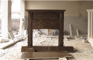 Handcarved Stone Fireplace Mantel Hearth Surround
