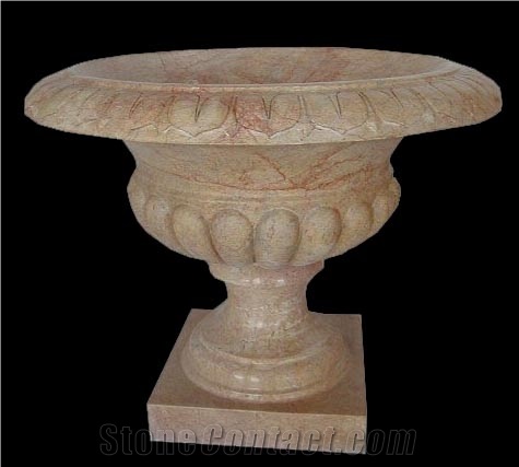 Handcarved White Marble Flower Pots, Western Style Sculptured Pots