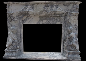 Italian Arabescato Marble Fireplace Mantel