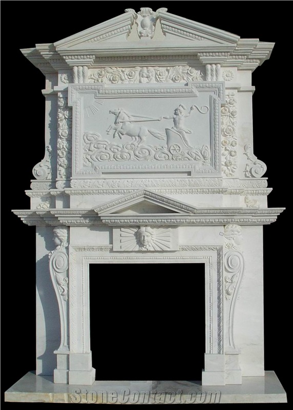 Italian Carrara White Handcarved Fireplace Mantel,Fireplace Surround